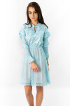 Světle modré bavlněné dámské šaty s výšivkou model 7274562 - MADE IN ITALY Barva: odcienie niebieskiego, Velikost: ONE SIZE