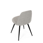 Židle jídelní, krémová látka, 360° otočný mechanismus, černý matný lak, kovové nohy