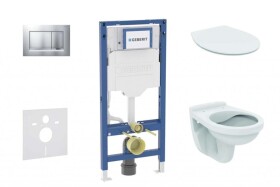 GEBERIT - Duofix Set předstěnové instalace, klozetu Alpha a sedátka softclose, tlačítko Sigma30, matný chrom/chrom SANI11CD2106