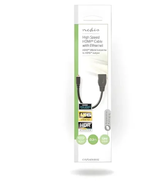 Nedis Micro HDMI 0,2 m černá / Kabel HDMI / Micro HDMI - HDMI / 4K 30Hz / 10,2 Gbps / Ethernet (CVGP34790BK02)
