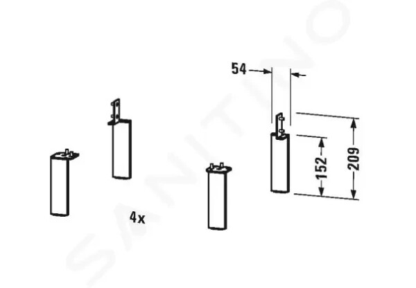 DURAVIT - Příslušenství Podstavné nožičky, 4 ks, chrom UV999400000