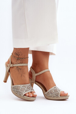 Ozdobené sandály na podpatku D&A MR1038-44 Zlaté 40