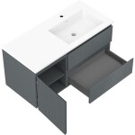 MEXEN/S - Rivel koupelnová skříňka 100 cm s umyvadlem Otis pravá, 2S, 1D, reliéf, grafit/bílá mat 91A23-10047-3-BBFFF66-W18P01