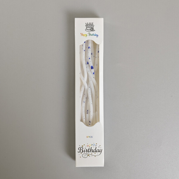 Dortové svíčky zakroucené bílo-modré 6ks