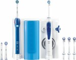 Oral-B Center OxyJet + Pro 2 bílo-modrá / rotační zubní kartáček + ústní sprcha / 3x hlava kartáčku / 4 trysky sprchy (4210201196655)