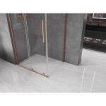 MEXEN/S - Velar L sprchový kout, posuvné dveře 90 x 85, transparent, měď kartáčovaná 871-090-085-03-65