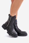 Zateplené boty workerky dámské z eko kůže Big Star MM274578 Černé 40
