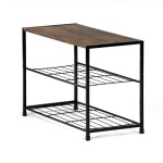 Botník, 2 police, MDF, dekor staré dřevo sonoma, černý kov