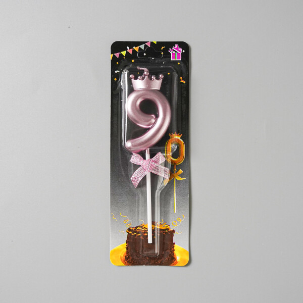 Dortová svíčka s "korunkou" ružovo-zlatá č.9