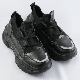 Černé šněrovací sneakersy na platformě (RA5) černá XL (42)