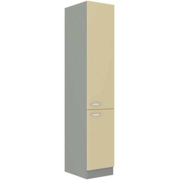 Vysoká skříňka 40 DK-210 2F Barva korpusu: Šedá, Barva dvířek: Krémový lesk (Karmen)