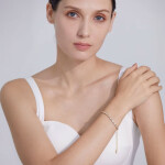 Náramek z chirurgické oceli Eugenia - tennis náramek, čiré zirkony, Zlatá 16 cm + 5 cm (prodloužení)