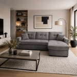Rohová pohovka, šedá, látka, ASB-C3990 GREY2