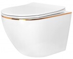 REA/S - SET závěsné WC Carlo Flat Mini Gold Edge Rimless + Bidet Carlo Mini REA-C1222 + REA-C2276