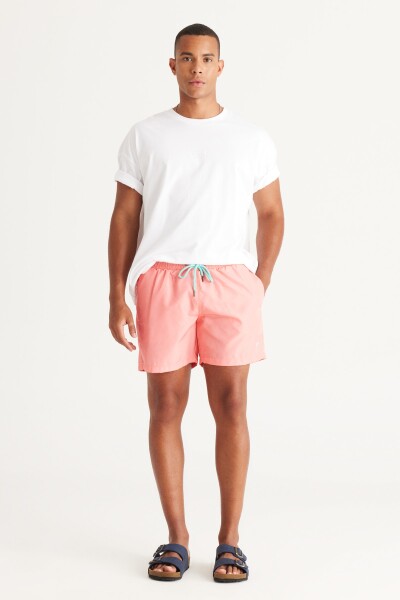 AC&Co Altınyıldız Classics Men's Orange Standard Fit Regular Cut Quick Drying Side Pockets Patterned Swimwear Marine Shorts.