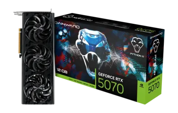Gainward GeForce RTX 5070 Python III 12GB / 2512MHZ / 12GB GDDR7 / 192-bit / 1x HDMI + 3x DP / 650W (16) (NE75070019K9-GB2050T)