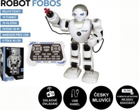 Robot RC FOBOS plast interaktivní chodící 40cm česky mluvící na baterie s USB v krabici 31x45x13cm