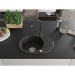 MEXEN/S - Kevin granitový dřez s odkapávačem včetně baterie Telma, černá/zlatá metalik 6517-75-670200-70