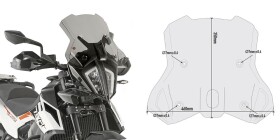 7710D plexi kouřové Ktm Adventure 790/790R (-20)/390 (-24)/890 (-22),vxš350x460 mm, nutný D 7711KIT