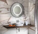 SAPHO - PRIDE kulaté zrcadlo s LED osvětlením v rámu ø 90cm, stříbrná PD952