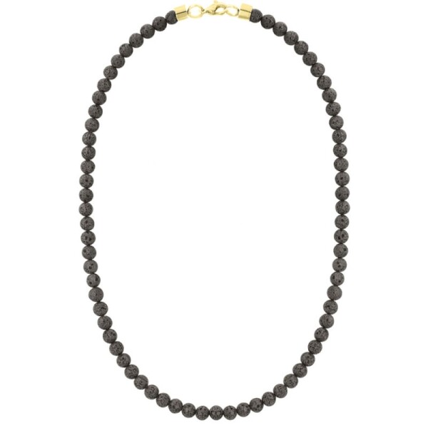 Pánský korálkový náhrdelník Fernando Gold - 6 mm lávový kámen, Černá 50 cm