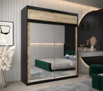 Šatní skříň Abi T3 s nástavcem Barva korpusu: Černá, Rozměry: 150 cm, Dveře: Černá