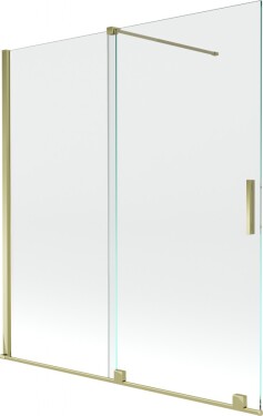MEXEN/S - Velar Dvoukřídlá posuvná vanová zástěna 150 x 150 cm, transparent, zlatá 896-150-000-01-50