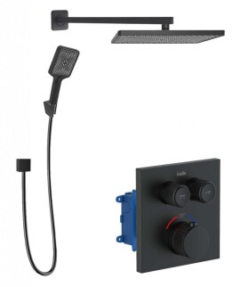 Kielle - Arkas I Termostatická baterie pod omítku, pro 2 spotřebiče, s příslušenstvím a tělesem, matná černá 20611SPT44