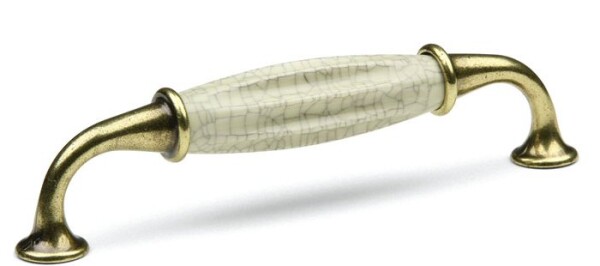 Tulip Nábytková úchytka porcelánová Country 128mm starozlatá (157681)