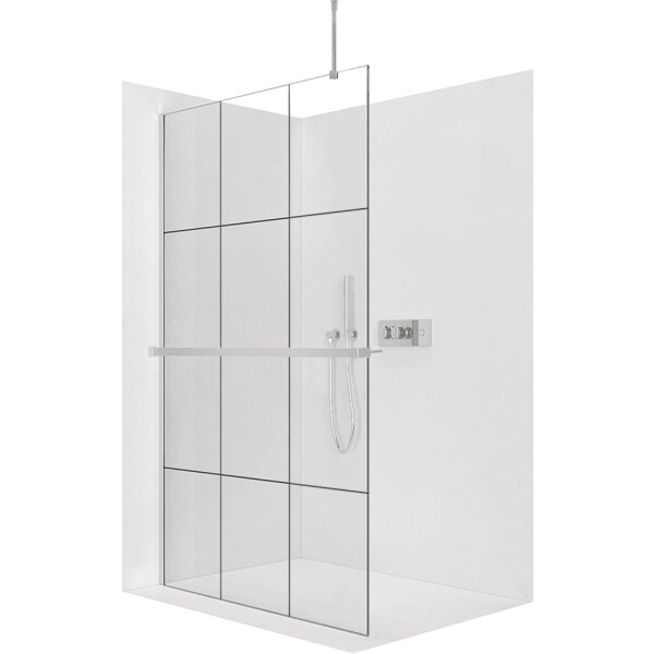 CERANO Sprchová zástěna Walk-in Onyx Top Round L/P - 8 mm - kulatá vzpěra + polička/držák na ručníky - chrom, industriální sklo - 160x200 cm