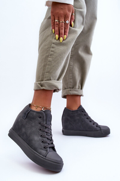 Dámské Kožené Tenisky Na Koturnu Big Star MM274005 Šedé 39