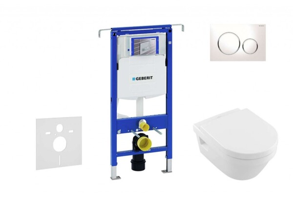 GEBERIT - Duofix Set předstěnové instalace, klozetu a sedátka Villeroy & Boch, tlačítka Sigma20, DirectFlush, SoftClose, CeramicPlus, bílá/chrom 111.355.00.5 NB4