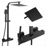 Erga Goba, sprchová souprava s termostatickou baterií a dešťovou hlavicí 25x25cm, černá matná, ERG-YKA-BP.GOBA-THERM-25-BLK