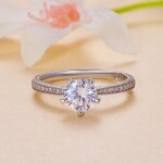 Stříbrný prsten Yara 1 ct MOISSANITE + CERTIFIKÁT, 54 Stříbrná certifikát GRA, hadřík na čištění stříbra, dárková krabička