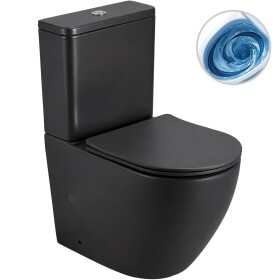 CERANO WC kombi Cesso, Vortex - vírové splachování + Slim/SoftClose sedátko - spodní/zadní odpad - černá matná - 61,8x38 cm