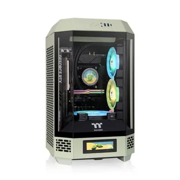 Thermaltake The Tower 250 světle zelená / mini ITX / 1x USB-C / 2x USB-A / bez zdroje / průhledná bočnice (CA-1Z9-00SEWN-00)
