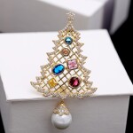 Vánoční brož Swarovski Elements Christmas Tree - vánoční stomeček, Zlatá