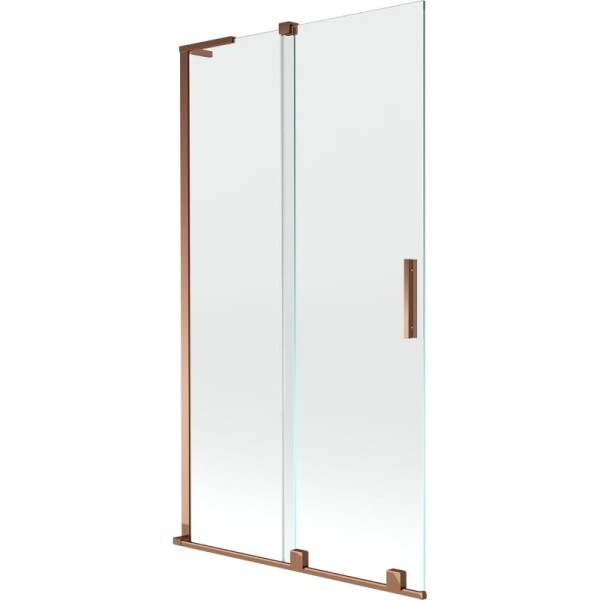 MEXEN/S - Velar L dvoukřídlá posuvná vanová zástěna 100 x 150, transparent, růžové zlato 896-100-003-01-60