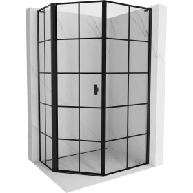 MEXEN/S - Mist Lsprchový kout pětiboký křídlový asymetrický levá 80 x 90, černá kratka, černá 8A8L-080-090-70-77-L