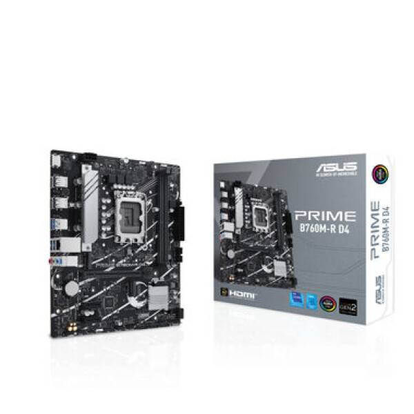 ASUS PRIME B760M-R D4 / B760 / LGA 1700 / 2x DDR4 / PCIEx16 / 1x 2.5GLAN / mATX (90MB1HA0-M0EAY0)