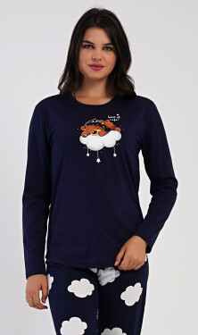 Dámské pyžamo dlouhé Méďa na obláčku