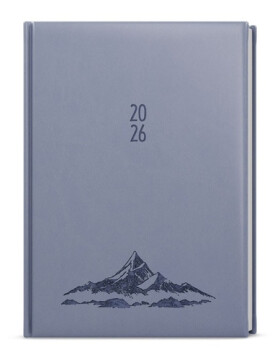 Denní diář 2026 David Vivella s ražbou A5 holubí šeď Hory