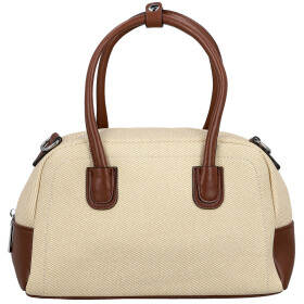 Módní dámská koženková kabelka do ruky Leora, krémová-hnědá