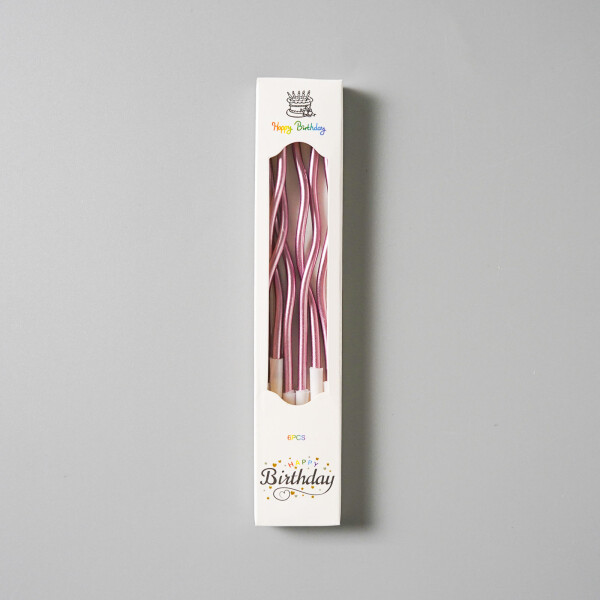 Dortové svíčky zakroucené metalické růžovo-zlaté 6ks