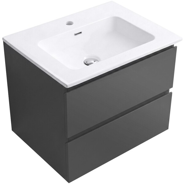 CERANO - Koupelnová skříňka Carole - antracitová + keramické umyvadlo Novo - bílá lesklá - 61x49,5x46,5 CER-057941