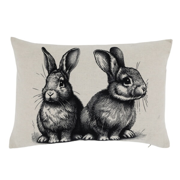Chic Antique Lněný povlak na polštář Two Rabbits 50 × 35 cm, béžová barva, textil