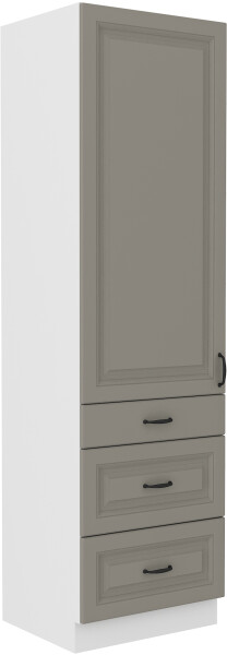 Vysoká potravinová skříňka Stilo 60 DKS-210 3S 1F - Premium Box Barva korpusu: Bílá, Barva dvířek: Clay Grey