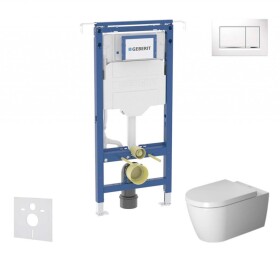 GEBERIT - Duofix Set předstěnové instalace, klozetu a sedátka Duravit ME by Starck, tlačítka Sigma30, Rimless, SoftClose, bílá/lesklý chrom SANI11CP3113