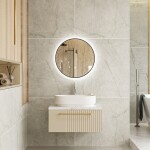 Erga Emma, kulaté LED zrcadlo 50cm, černý kovový rám, 1150 lm, 6500K, zadní osvětlení, ERG-V01-201-5050-BK