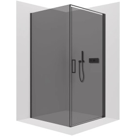 CERANO - Sprchový kout Porte L/P - 8 mm - černá matná, grafitové sklo - 80x70x195 - otočný CER-8050BD7489